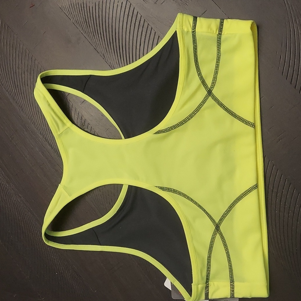 DANSKIN NOW Lime Yellow and Black Racerback Sports Bra - Picture 6 of 8